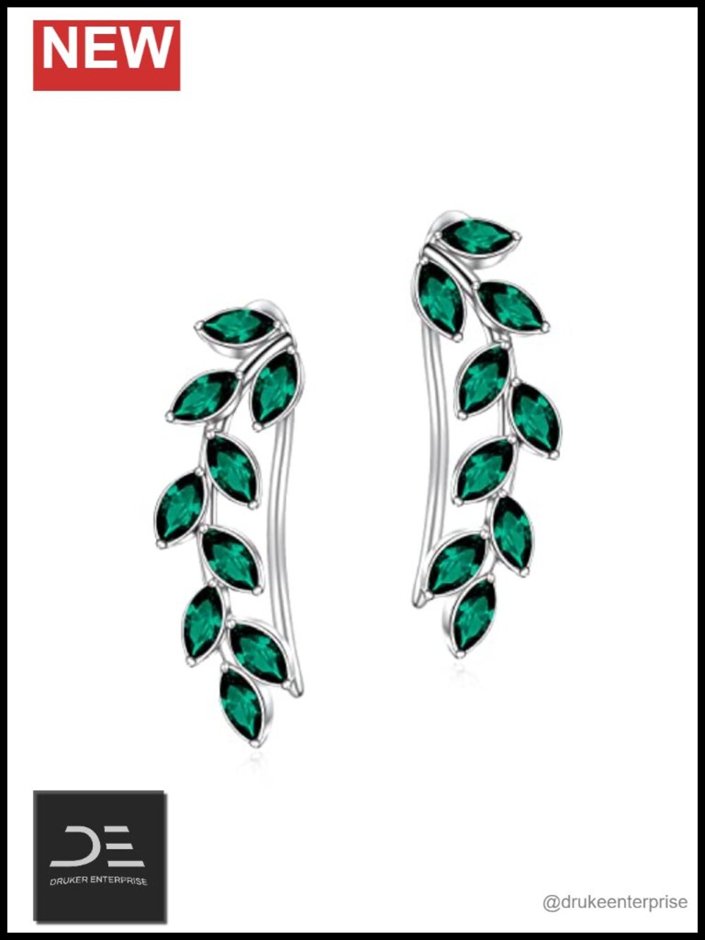 925 Sterling Silver Leaf Ear Crawlers Earrings for Women Hypoallergenic